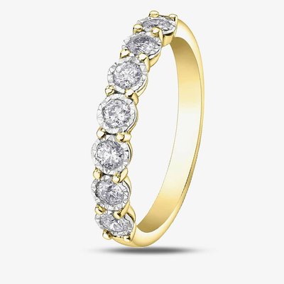 9ct Two Colour Gold 0.35ct Diamond Half Eternity Ring 50L67WG/35-10 L