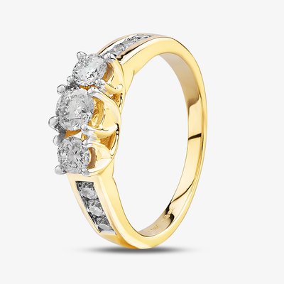 18ct Yellow Gold 1.00ct Three Stone Diamond Shoulder Ring TH010325112140 Q