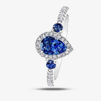 9ct White Gold Sapphire 0.42ct Diamond Ring 30830WG-10 Q