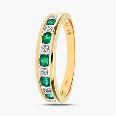 9Ct Yellow Gold Emerald Half Eternity Ring PR03027Y EM M