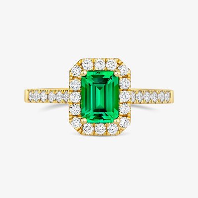 Tivon 18ct Yellow Gold 0.98ct Emerald & Diamond Emerald Cut Heirloom Ring RY-1840-EM N