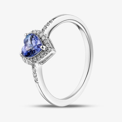 9ct White Gold Tanzanite & Diamond Heart Cluster Ring RJR04754-TA Q