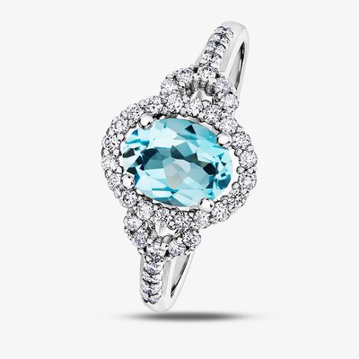 9ct White Gold Topaz 0.26ct Diamond Ring L54244 N