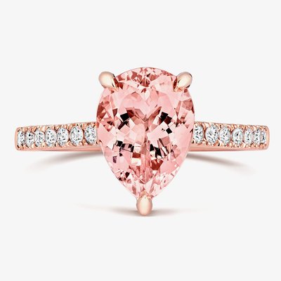 Tivon 18ct Rose Gold Pear-Cut Morganite & Diamond Ring PR-1710-MG N
