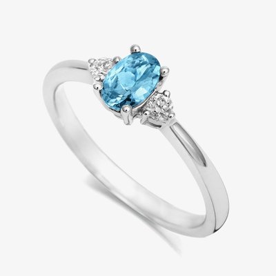 Tivon 18ct White Gold 0.90ct Oval Aquamarine & Diamond Ring RW-1785-SAQ N