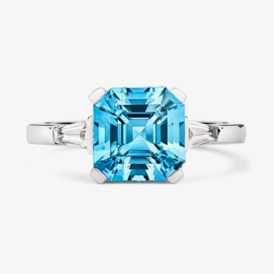 Tivon 18ct White Gold 2.67ct Square Aquamarine & Diamond Ring RW-2078-SAQ N
