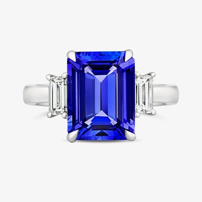Tivon 18ct White Gold 4.95ct Square Tanzanite & Diamond Ring RW-1503-TZ M.5