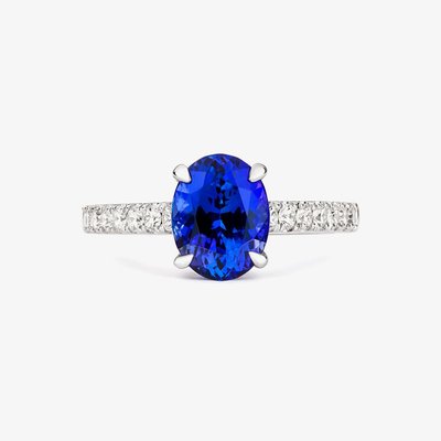 Tivon 18ct White Gold 1.94ct Oval Tanzanite & Diamond Royale Ring RW-2008-TZ N