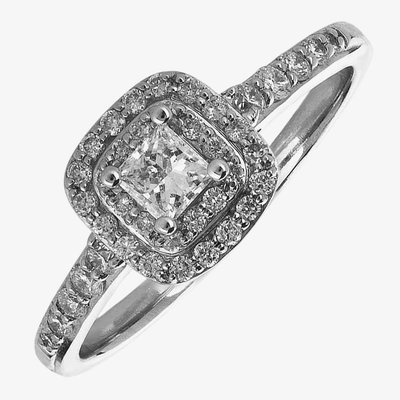 9ct White Gold 0.50ct Princess-cut Diamond Double Halo Ring 3812WG/50-9 M