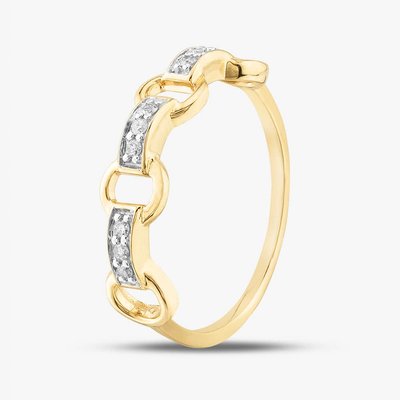 9ct Yellow Gold 0.06ct Brilliant Cut Diamond Link Shaped Ring THR41642-06 M
