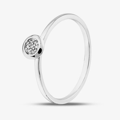 9ct White Gold 0.03ct Brilliant Cut Pave Diamond Round Ring THR45061-03 (WG) J