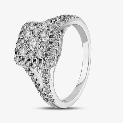 9ct White Gold 1.00ct Diamond Shouldered Square Cluster Ring TH011225112144 L