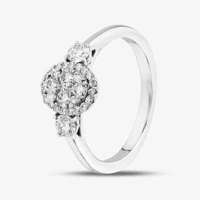 White Gold Oval 0.50ct Diamond Shoulder Cluster Ring 31139YW/50-9 9WG J