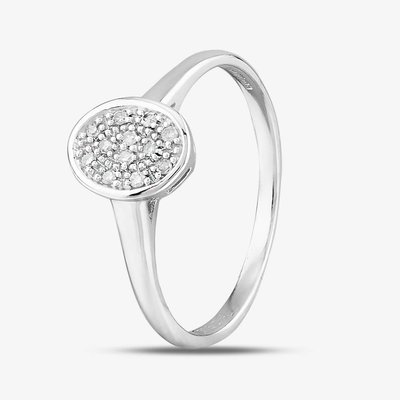 9Ct White Gold Oval Shaped Diamond Cluster Ring PR09837 N