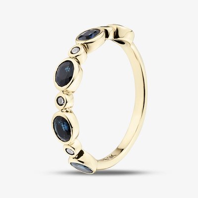 9ct Yellow Gold Sapphire & Diamond Half Eternity Ring 52G70-10 P