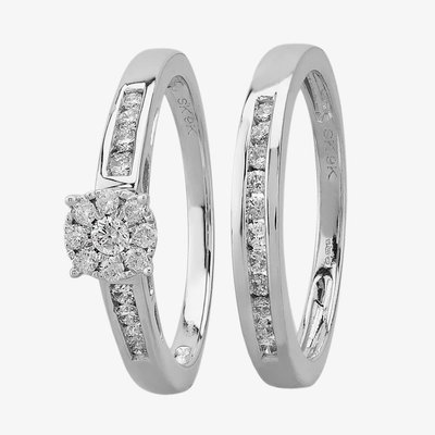 9ct White Gold 0.50ct Diamond Cluster Bridal Set TH011725112153 Q