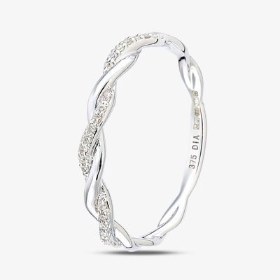 9ct White Gold 0.07ct Diamond Twist Eternity Ring PR12706W L
