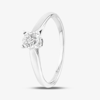 9ct White Gold 0.25ct Diamond Bridge Accent Solitaire Ring TH0118866 P