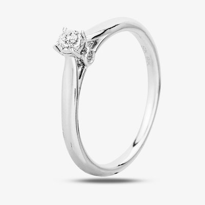 9ct White Gold 0.10ct Diamond Bridge Accent Diamond Solitaire Ring TH011825112157 N