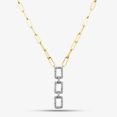 9ct Yellow Gold 0.25ct Diamond Triple Rectangle Link Necklace THN38770-25