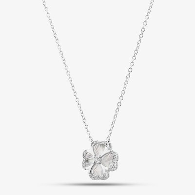 9ct White Gold 0.08ct Diamond Clover Pendant THN46884-08SF