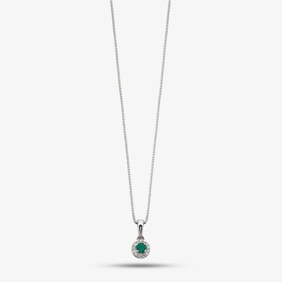 9ct White Gold Diamond Emerald Pendant GP875G GN151