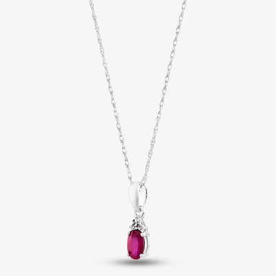 9ct White Gold 0.26ct Ruby & 0.007ct Diamond Pendant QP00178 9KW/RUBY