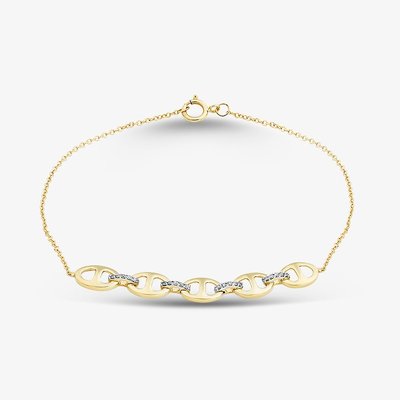 9ct Yellow Gold 0.10ct Diamond Interlinked Chain Bracelet THB46274-10