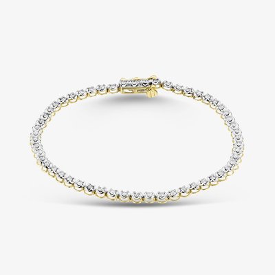 9ct Yellow Gold 1.00ct Round Cut Diamond Tennis Bracelet THB15917-100 (YG)