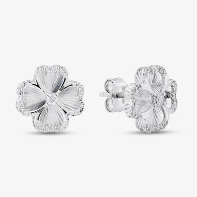 9ct White Gold 0.15ct Diamond Clover Stud Earrings THE46885-15SF (WG)