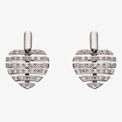 9ct White Gold Split Diamond Heart Stud Earrings GE2298