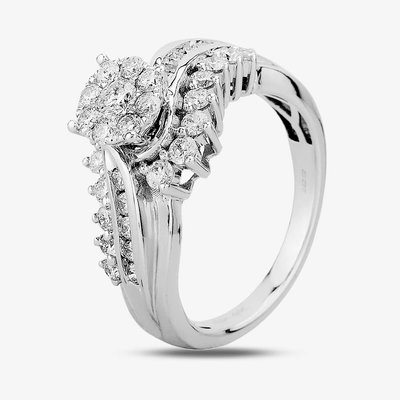 9ct White Gold 1.00ct Diamond Twist Fancy Cluster Ring TH0125086 P