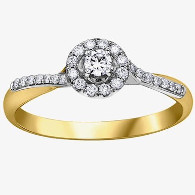 9ct Two Tone Gold 0.25ct Diamond Twist Cluster Ring 30392YW/25-10 L