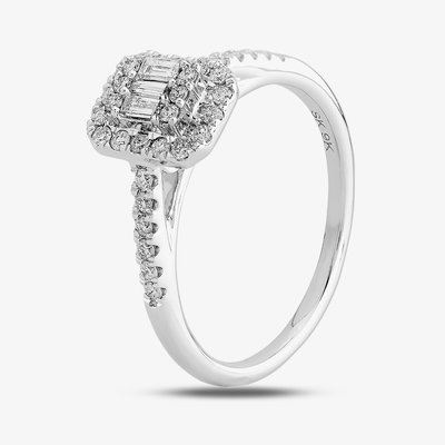 9ct White Gold 0.35ct Multi-Cut Diamond Square Cluster Ring TH0125365 O