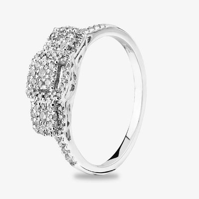 9ct White Gold 0.35ct Square Cluster Shoulder Set Ring TH0125724 N