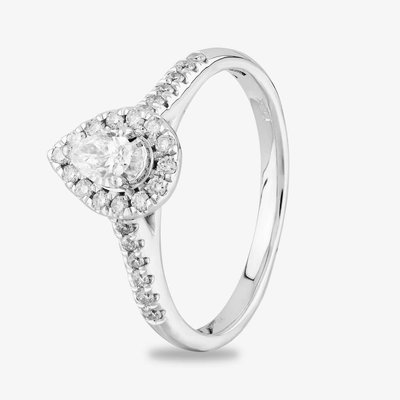 9ct White Gold 0.50ct Diamond Pear Shaped Shoulder Set Ring TH0125763 M
