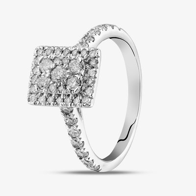 9ct White Gold Diamond Oblong Cluster Ring TH0125962 L