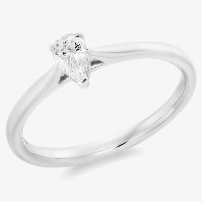 Platinum 0.31ct Certificated Pear Cut Diamond Solitaire Ring ENG31425 (M)