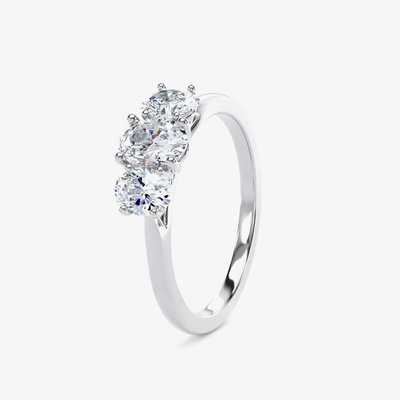 Platinum Oval Cut 1.00ct Diamond Trilogy Ring M3001-050-100-PT-G-SI1 P