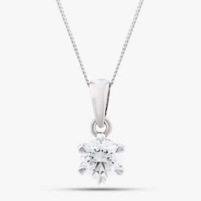 Platinum Certified 0.40ct Brilliant Cut Diamond Pendant Necklace 6 CLAW PLAT PDT MO - 40PT