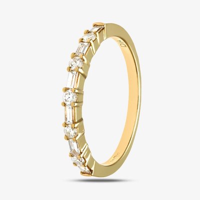 18ct Yellow Gold 0.45ct Baguette & Brilliant Cut Diamond Half Eternity Ring PR09207 18KY L