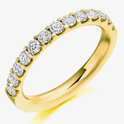 18ct Yellow Gold 0.75ct Round Brillliant Cut Diamond Half Eternity Ring HET2005YG