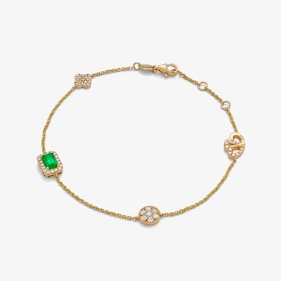 Tivon 18ct Yellow Gold Emerald & Diamond Eden Bracelet BY-0100-EM