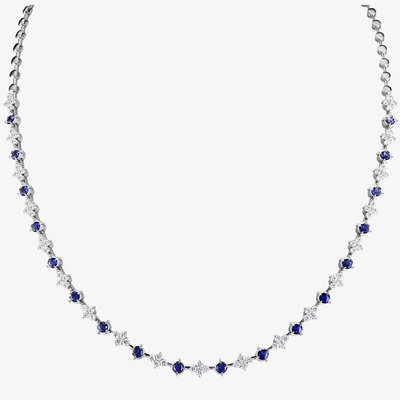 18ct White Gold Sapphire & Diamond Fancy Necklace HSN1056(BS)