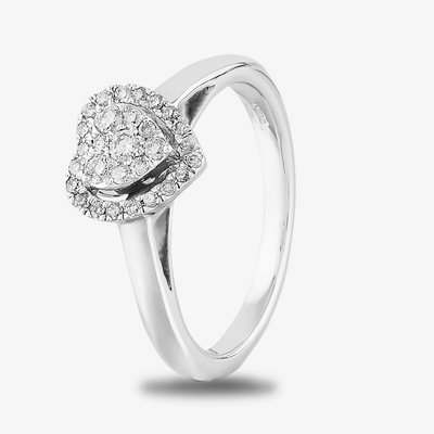 9ct White Gold 0.25ct Diamond Heart Cluster Ring TH0146576 P