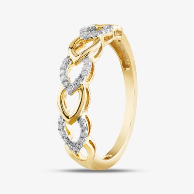 9ct Yellow Gold 0.10ct Diamond Open Hearts Ring TH0148214 N