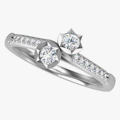 18ct White Gold 0.33ct Twin Diamond Twist Ring 9710/18W/DQ10 Q