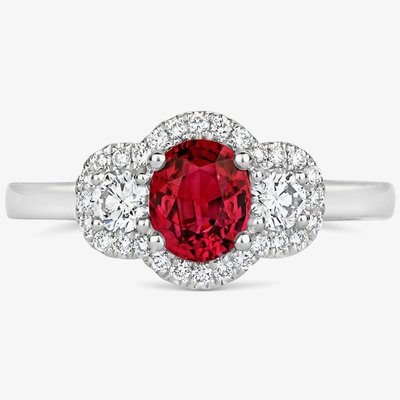 Tivon Platinum Ruby & Diamond Triple Cluster Ring RWP-1674-RB M 1/2