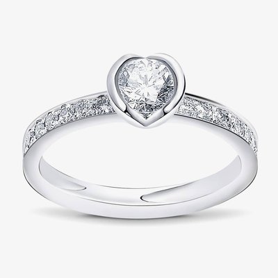 Geoghegan Fission Platinum & Diamond Rubover Solitaire with Diamond Shoulders Ring FIH1/P