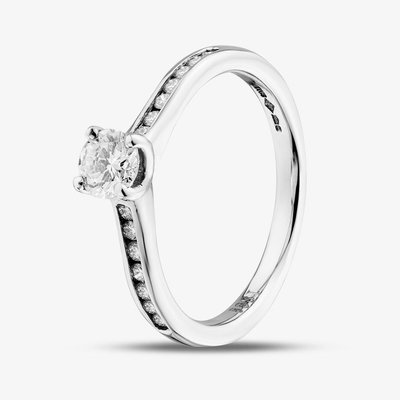 1888 Collection Platinum 0.50ct Certificated 0.50ct Round Cut Diamond Shoulder Set Solitaire Ring RI-138(.50CT PLUS)